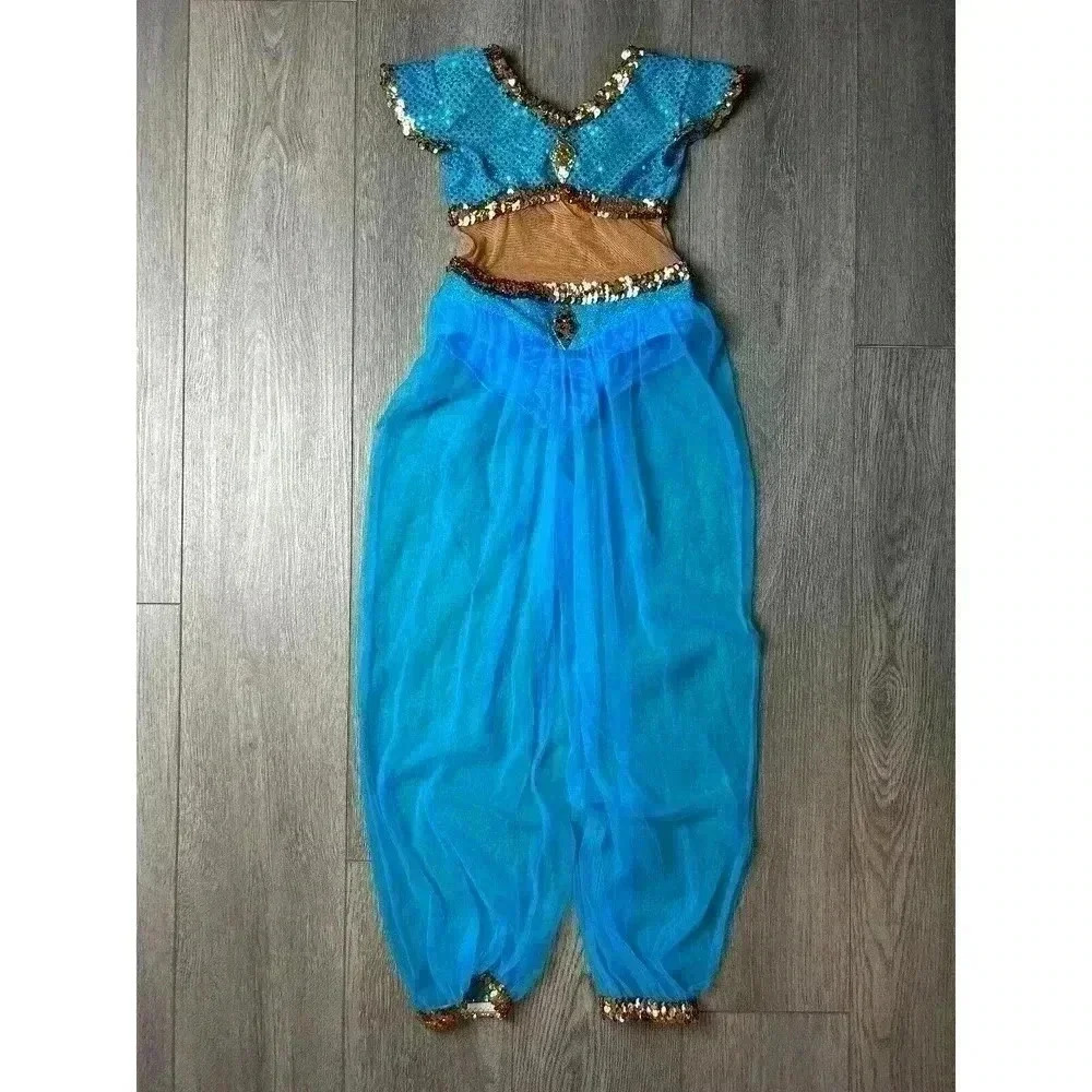 Girls Costume Genie Harem Sequin Belly Dance Outfit Beaded Sequins Kids Child 2T
